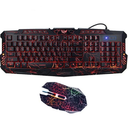 J10 tricolor backlight wired gaming keyboard set colorful luminous gaming mouse and keyboard
