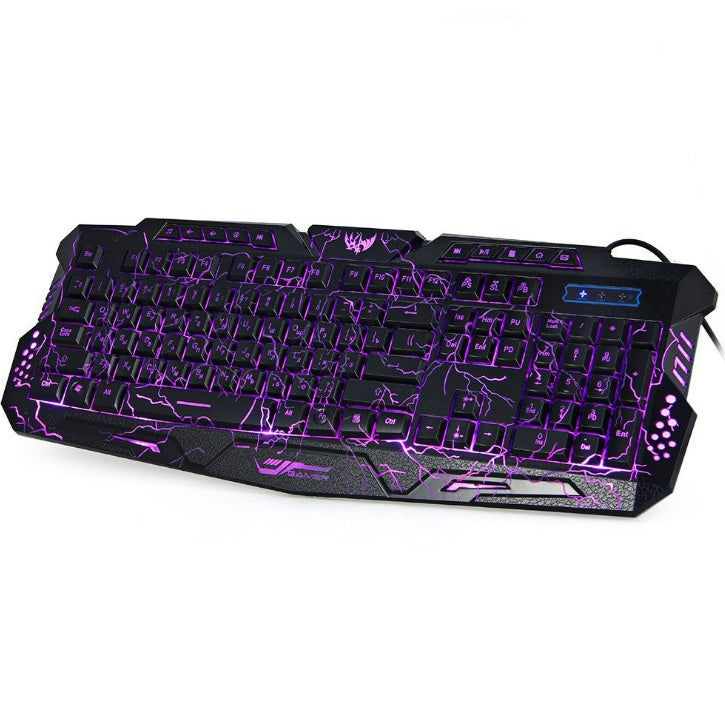 J10 tricolor backlight wired gaming keyboard set colorful luminous gaming mouse and keyboard