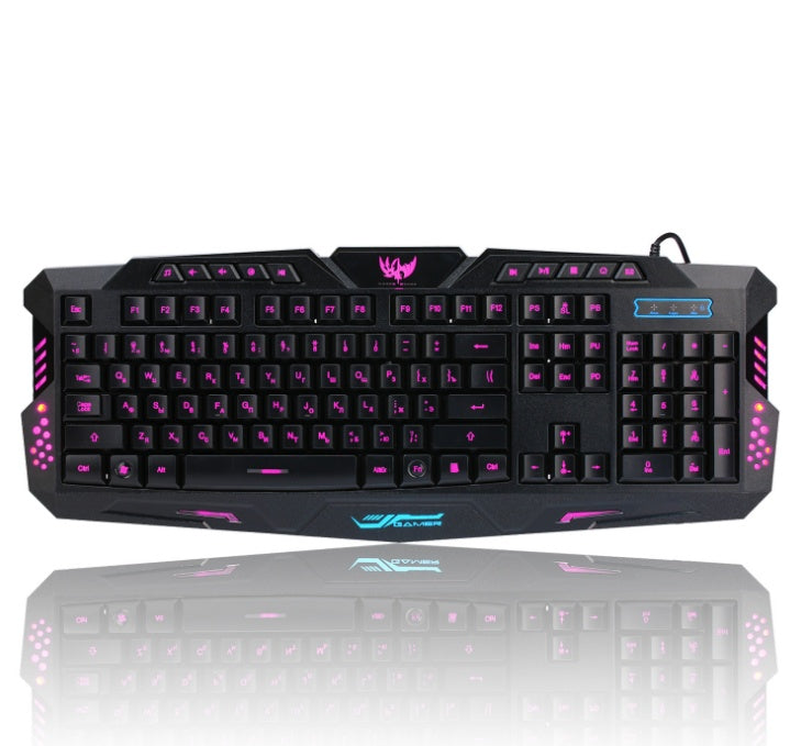 J10 tricolor backlight wired gaming keyboard set colorful luminous gaming mouse and keyboard