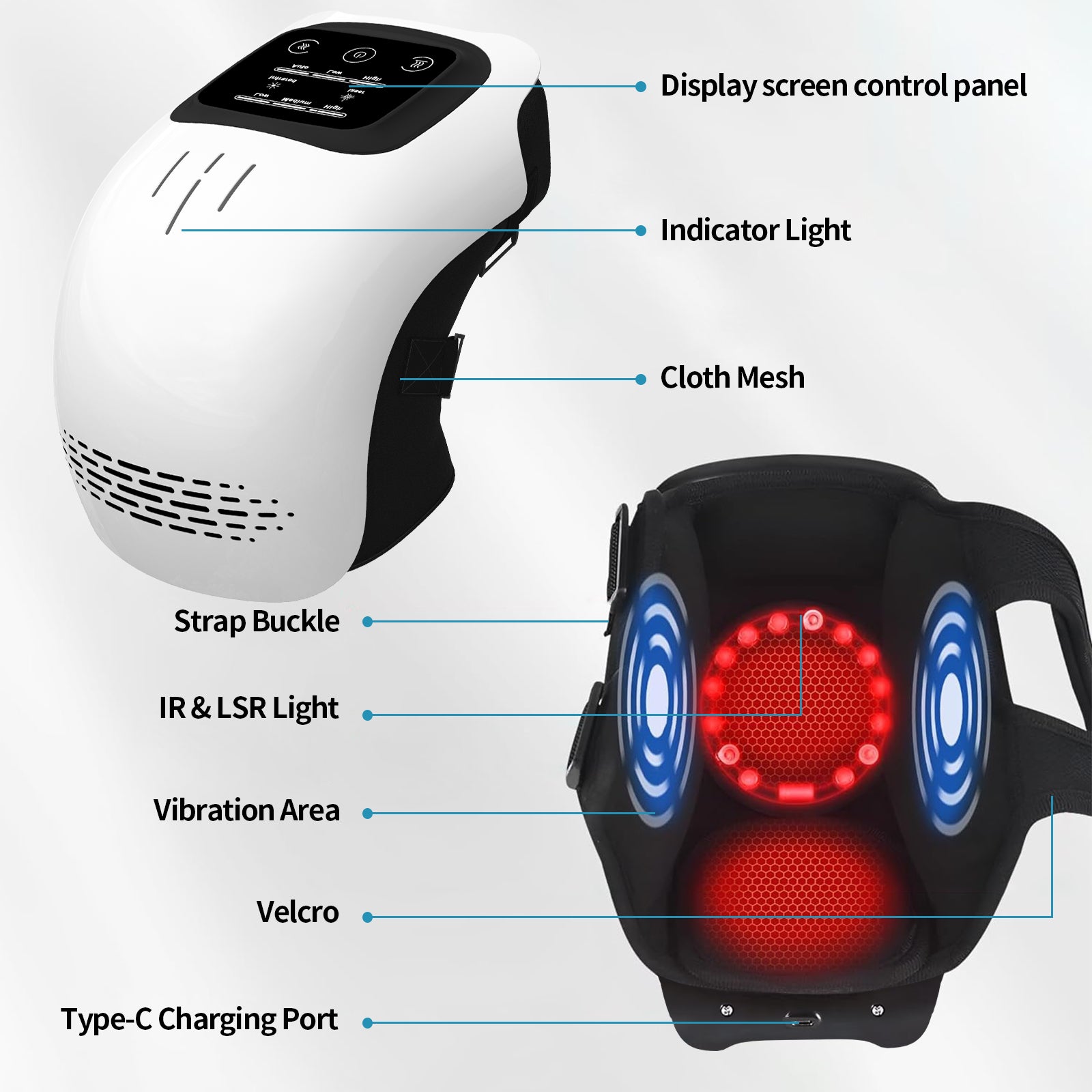 Knee Massager Rechargeable Pain Relief Infrared Laser Vibration Knee Massager