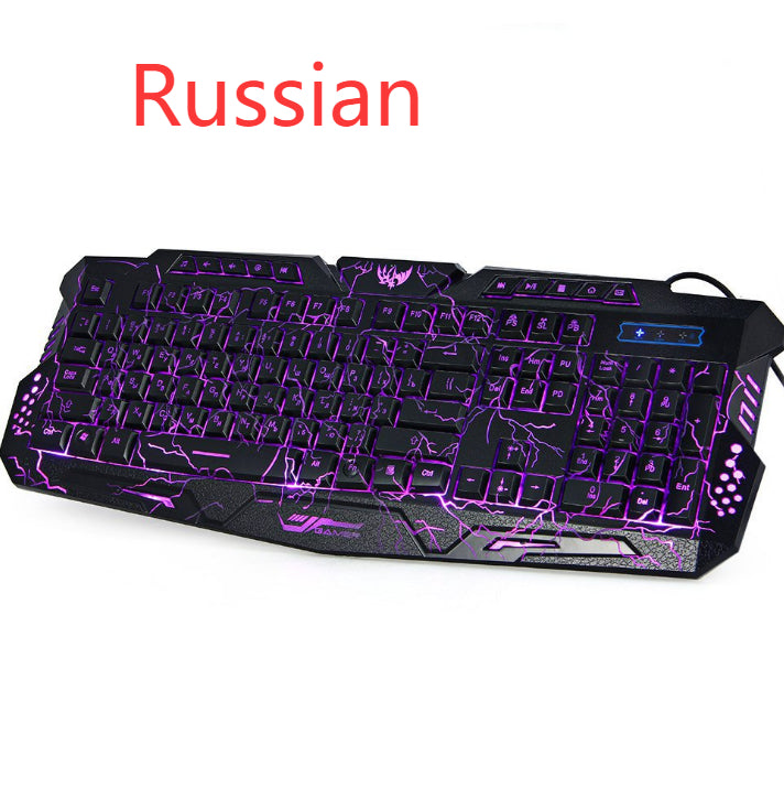 J10 tricolor backlight wired gaming keyboard set colorful luminous gaming mouse and keyboard