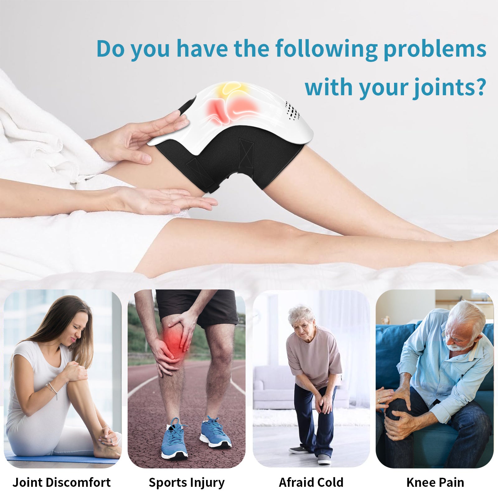 Knee Massager Rechargeable Pain Relief Infrared Laser Vibration Knee Massager
